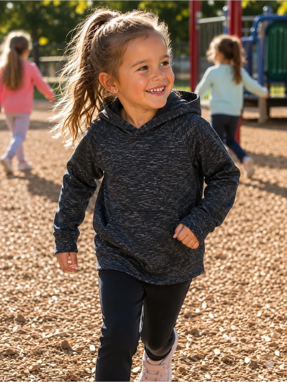 Girls Black Space-Dye Pullover Hoodie